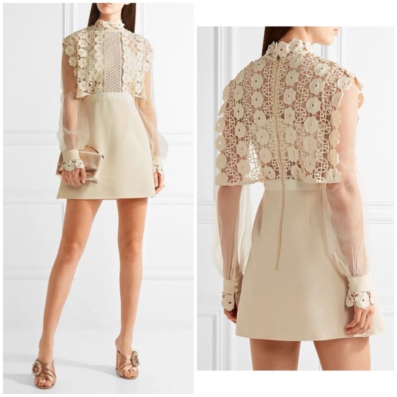 Self-Portrait Dresses & Skirts - Self Portrait Guipure Tulle Mini Dress Size 2